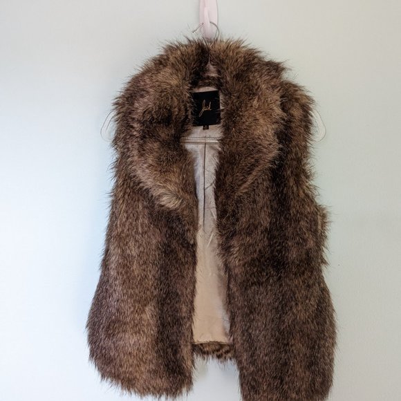 Brown Faux Fur Vest, Jack by BB Dakota, Sz Small EUC - Picture 2 of 4